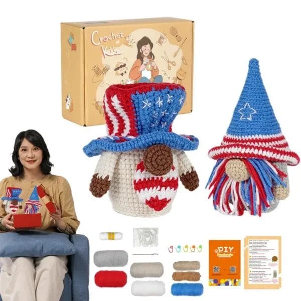 Crochet Kit - Gnome Starter Kit with Yarn, Step-by-Step Guide