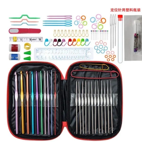 100 Pcs Crochet Kit with Hooks, Needles and Tools - Image 6