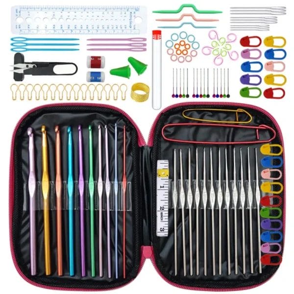 100 Pcs Crochet Kit with Hooks, Needles and Tools