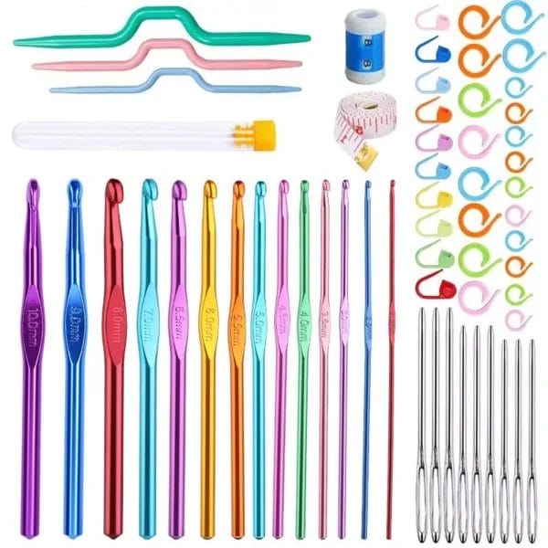 100 Pcs Crochet Kit with Hooks, Needles and Tools - Image 2